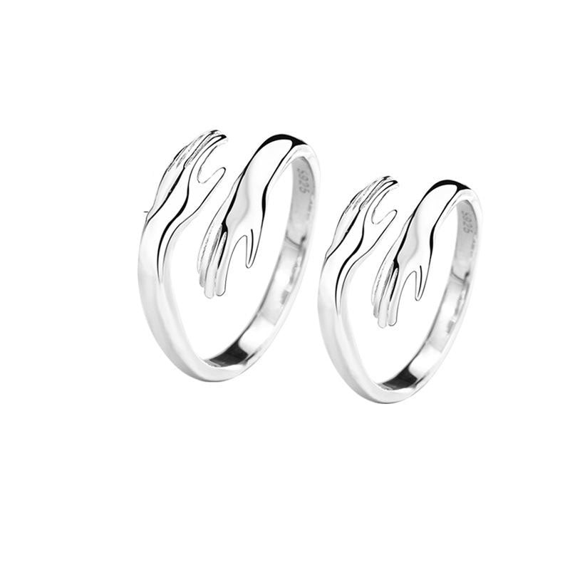 New Embrace You with Both Hands 925 Sterling Silver Adjustable Promise Ring