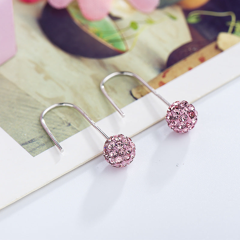 Modern CZ Round Ball 925 Sterling Silver Dangling Earrings