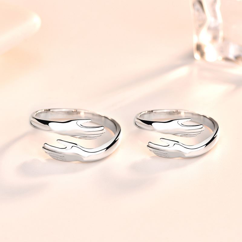 New Embrace You with Both Hands 925 Sterling Silver Adjustable Promise Ring