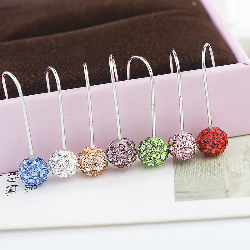 Modern CZ Round Ball 925 Sterling Silver Dangling Earrings